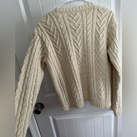 Polo Ralph Lauren Cable Knit Sweater w Shoulder Buttons, off-white, size S - Picture 6 of 8